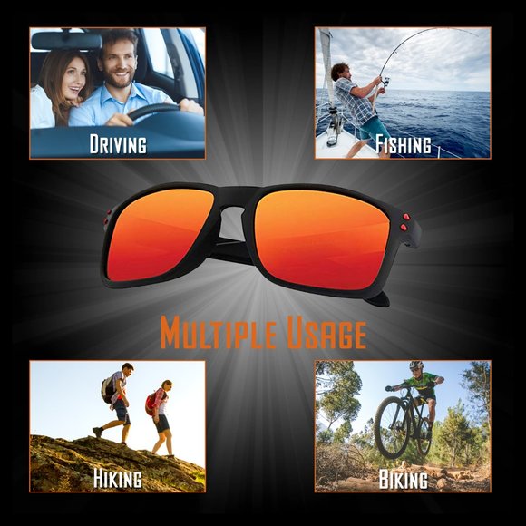 Polarized Sunglasses for Men & Women Mirrored - Red - Picture 7 of 7